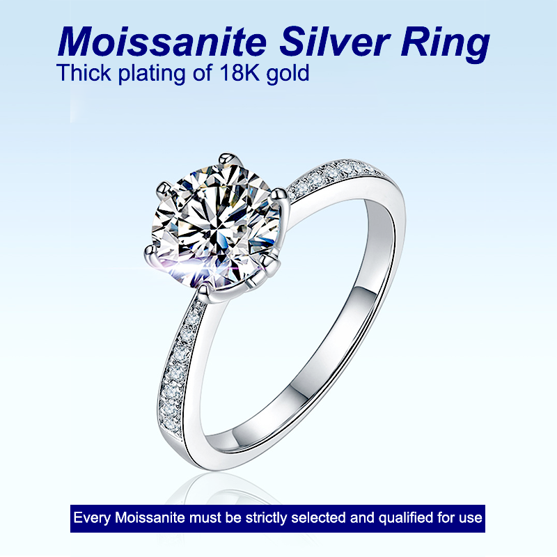 2023 New Engagement Ring Wholesale Moissanite Rings S925 18K Gold Plating Sterling Silver Lady Moissanite Ring For Wedding