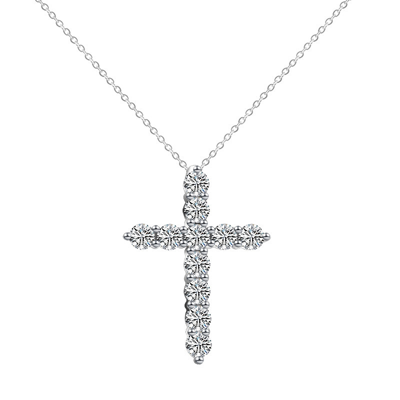 Fashion Moissanite Diamond Jewelry Necklaces Cross Pendant Necklace Women 925 Sterling Silver Moissanite Cross Pendant For Men