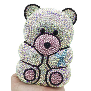 High Quality Ladies Party Bear Rhinestone Clutch Evening Bags Women Bling Crystal Bear Clutch Bag Crystal Purse For Woman