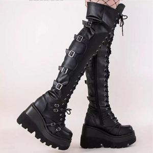 autumn winter High Heels Fashion Walking Warm Snow Non Slip Boots Women Designer Knee High Platform Boots