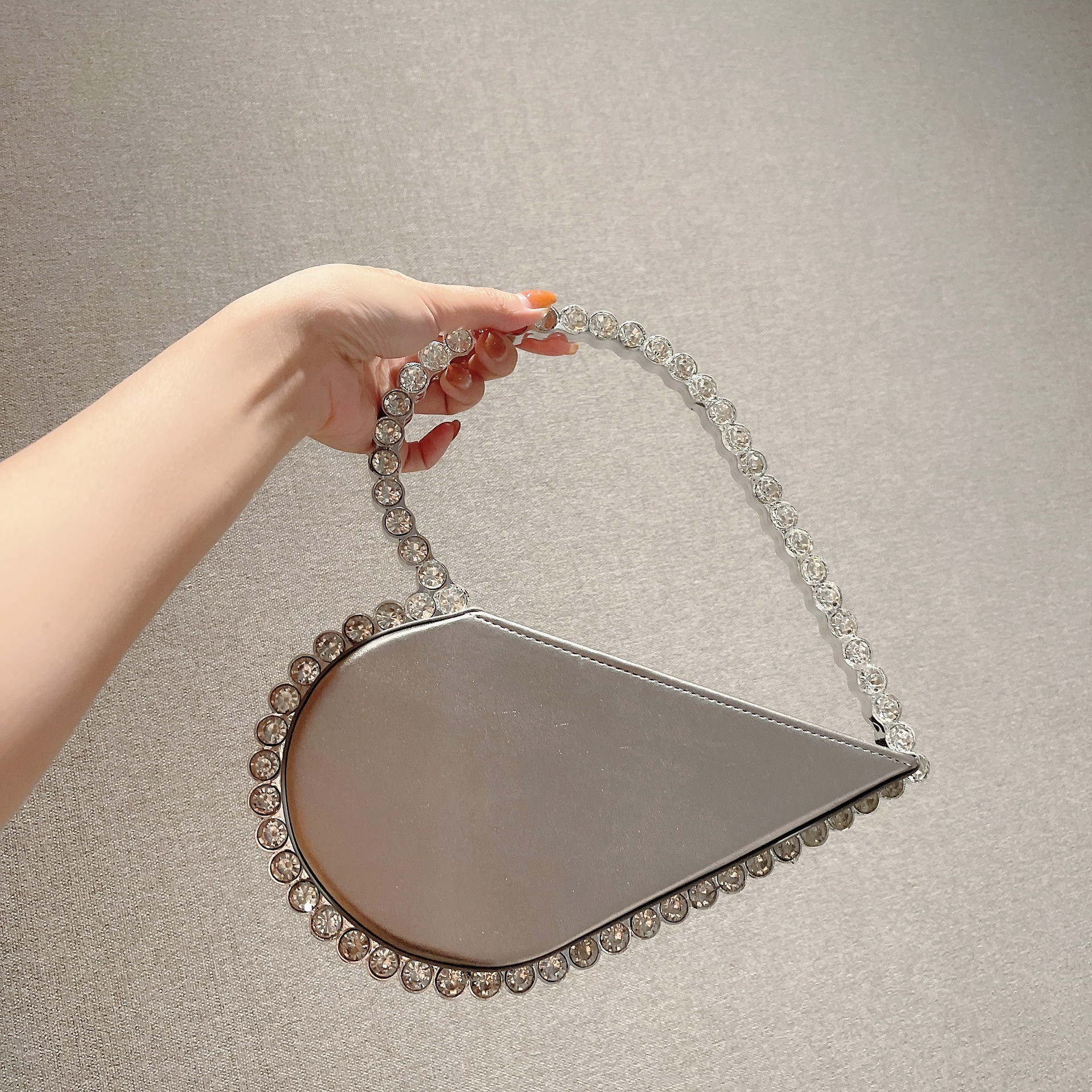 wholesale Selling evening bag party luxury heart shaped shiny square bling purse tote ladies hand bags luxury handbags