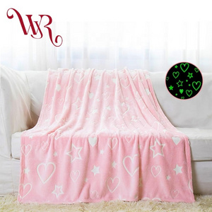 Glow in The Dark wearable blanket Pink Heart Stars Throws shining Blanket Soft Warm Cozy Blanket