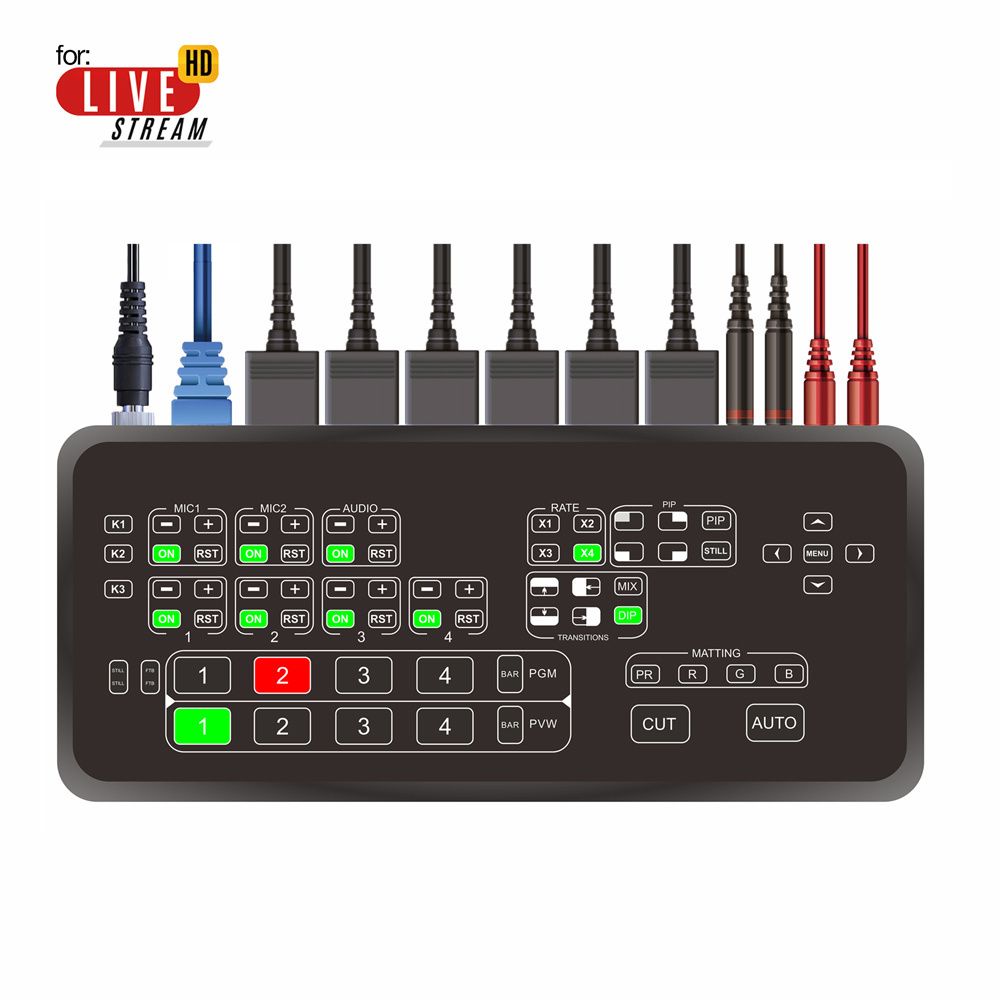 1080P Broadcast Stream Seamless Switch 4 Channel HDMI Live Streaming Switcher Camera Video Capture Mini Mixer TV broadcasting