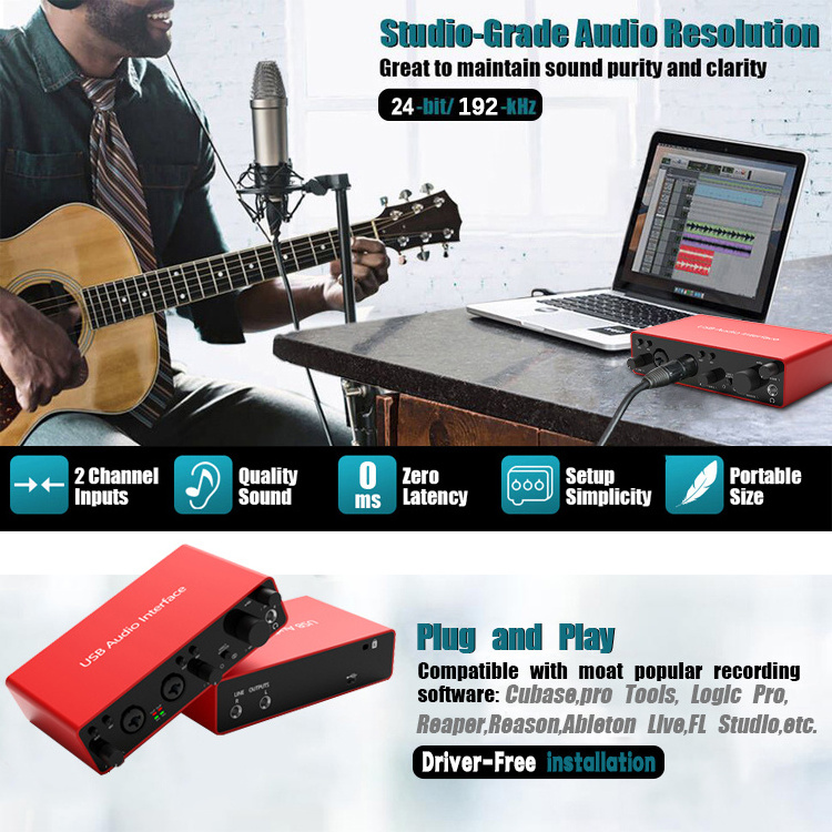 usb audio interface midi recording digital professional package pc live interface de audio studio set m audio sound card