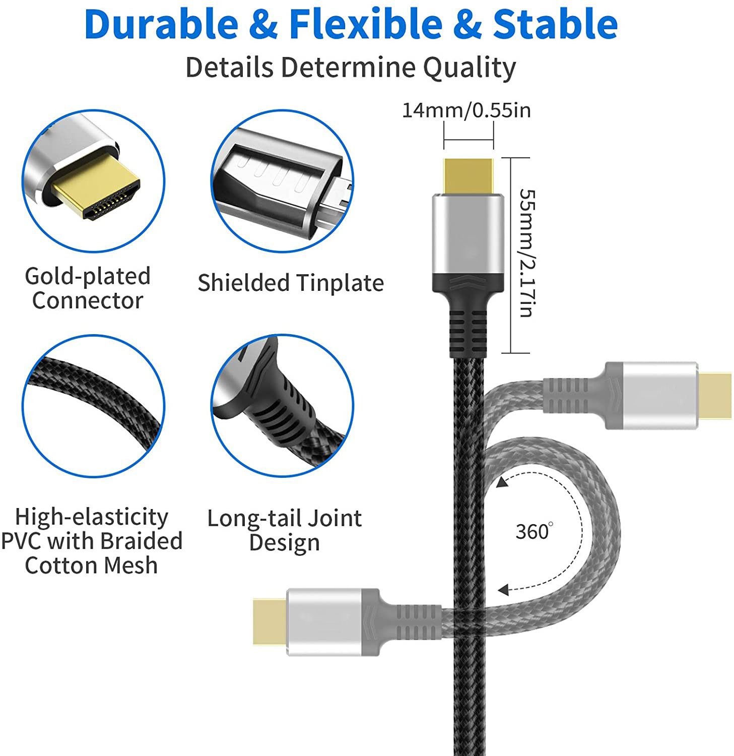 lijie 8K HDMI Cable for TV Box PS5 USB HUB Ultra High Speed Certified 8K 60Hz HDMI 2.1 Cable 48Gbps EARC Dolby Vision HD