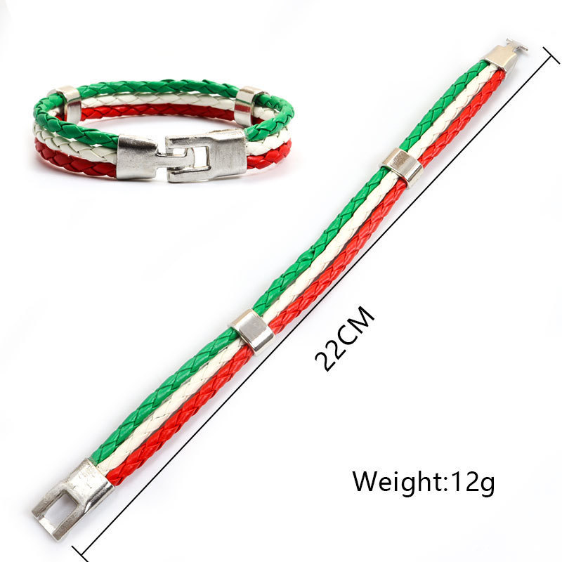 SX-02 Fashion Handmade Woven Woven Braided Country Flag Yellow PU Leather Bracelet