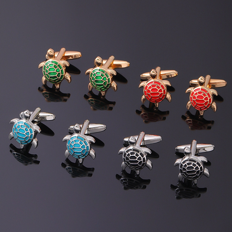 ZJ-30 Wholesale Cufflinks Cute Turtle Enamel Cuff Links