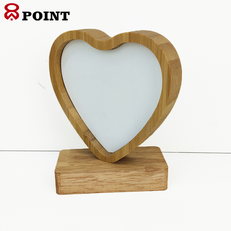 sublimation custom picture frame with magnet stand  natural wood photo frame in heart shape