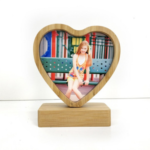 sublimation custom picture frame with magnet stand  natural wood photo frame in heart shape