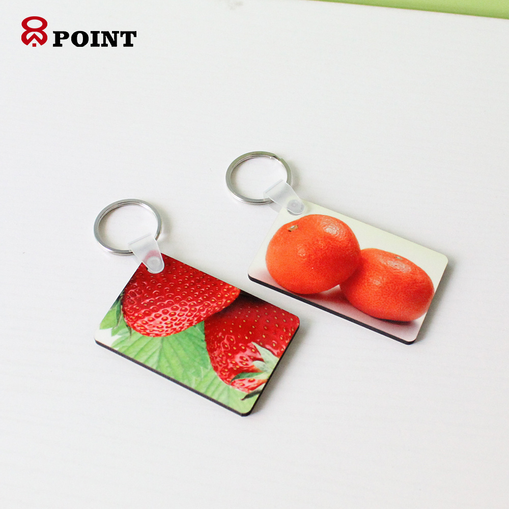 8pont Rectangle Blank Wooden keychain sublimation key ring Custom logo key holder