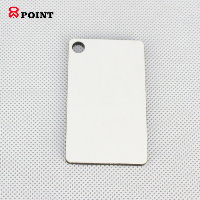 8pont Rectangle Blank Wooden keychain sublimation key ring Custom logo key holder