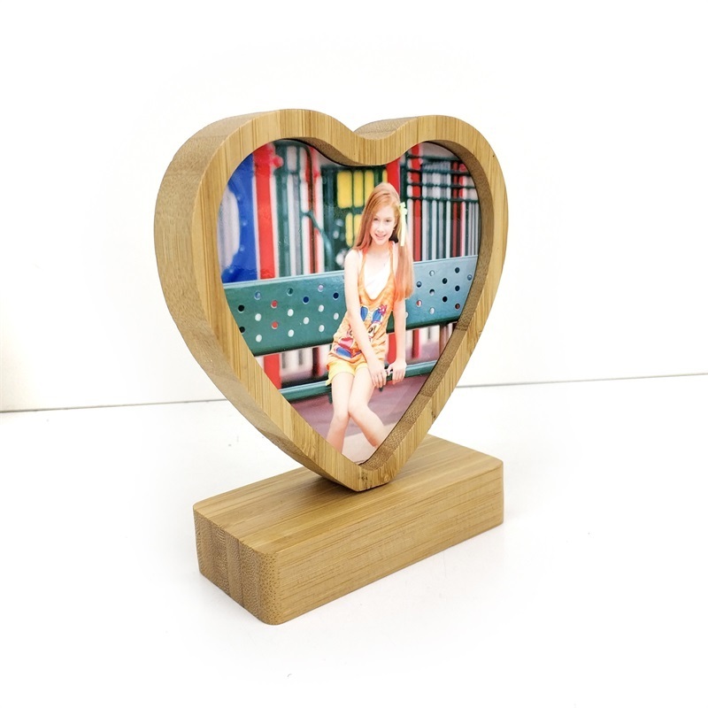 sublimation custom picture frame with magnet stand  natural wood photo frame in heart shape