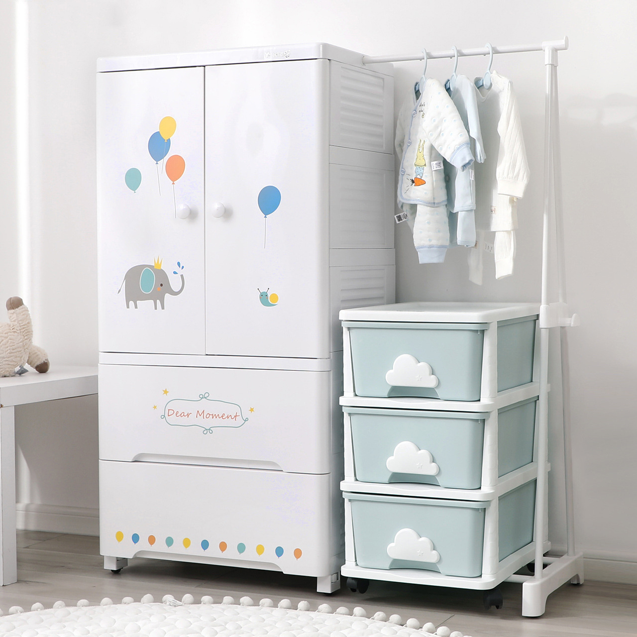 Fashional Five Layers Living Room Bedroom Baby Plastic Storage Cabinet With Drawer