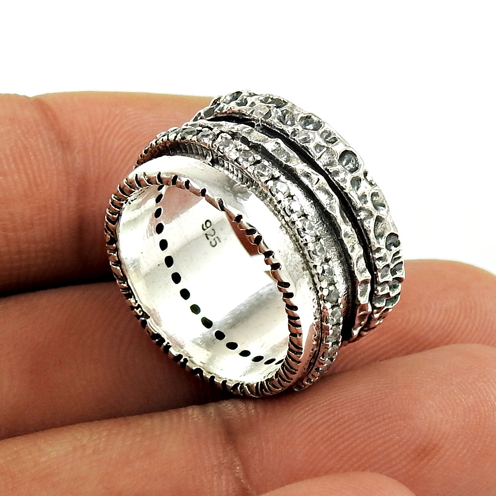 Wholesale Cubic Zirconia Oxidised Handmade Ring Sterling 925 Silver Wholesale statement Rings For Men Indian jewellery