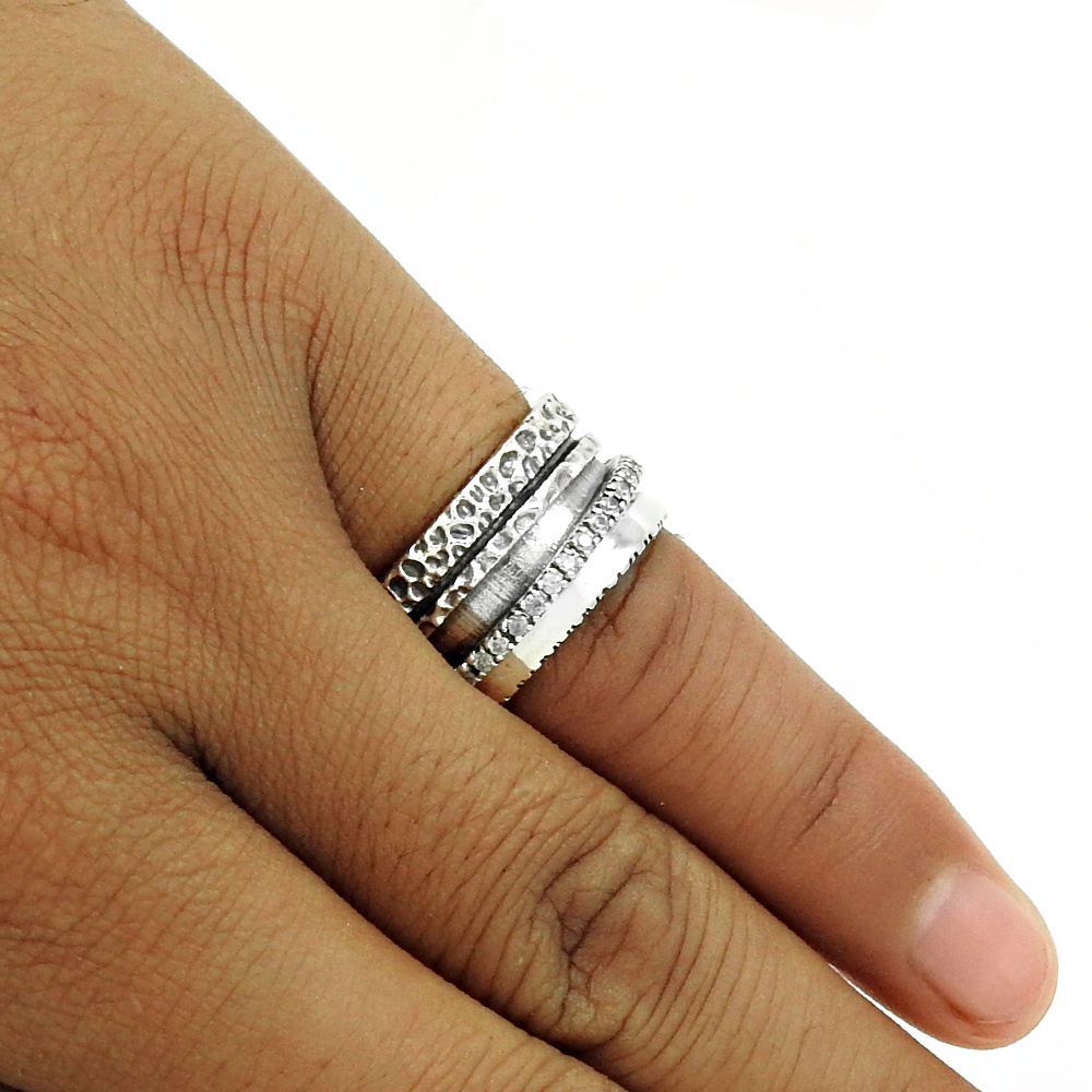 Wholesale Cubic Zirconia Oxidised Handmade Ring Sterling 925 Silver Wholesale statement Rings For Men Indian jewellery