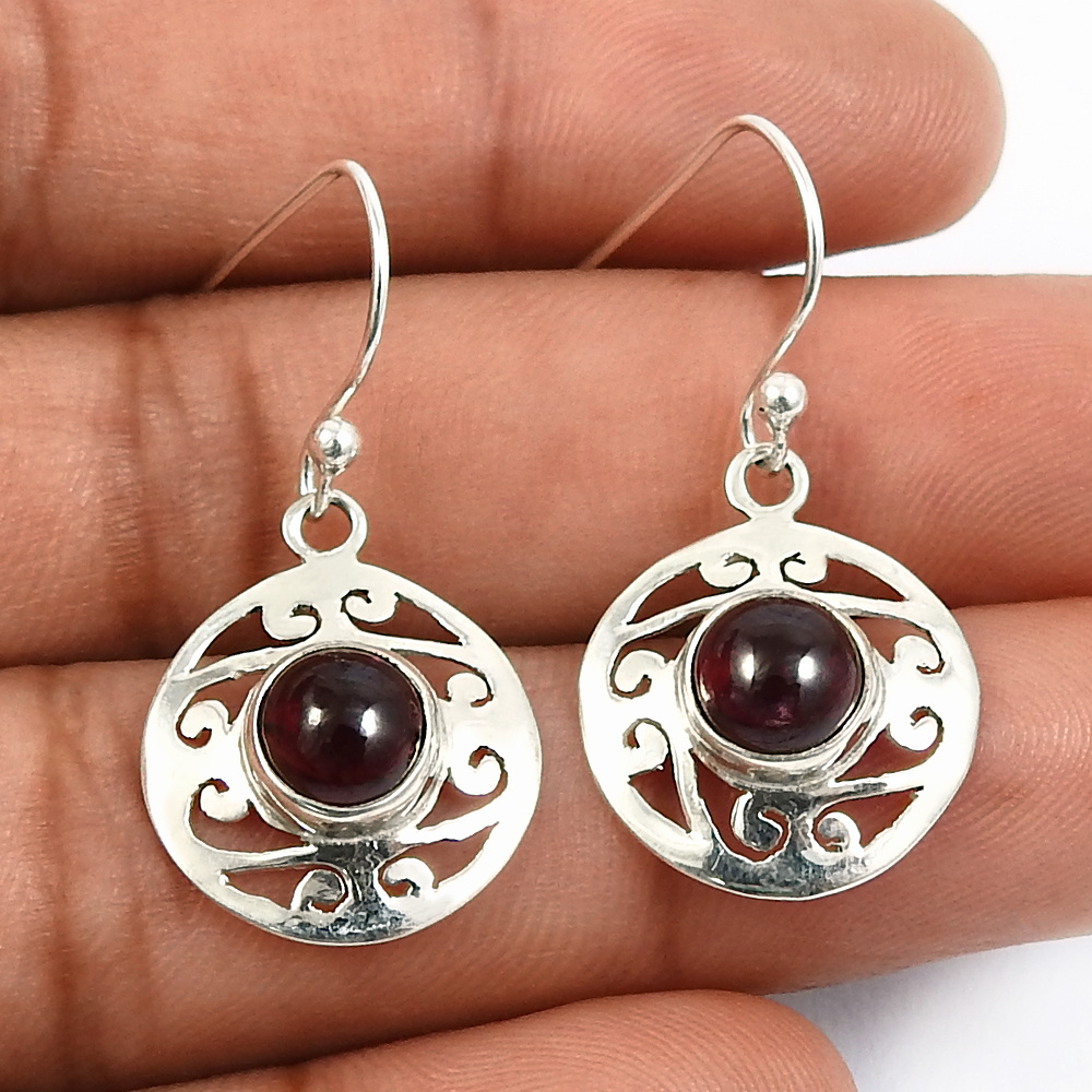 Offers Red Garnet Gemstone natural earrings 925 sterling silver women wholesale price boho jewelry suppliers