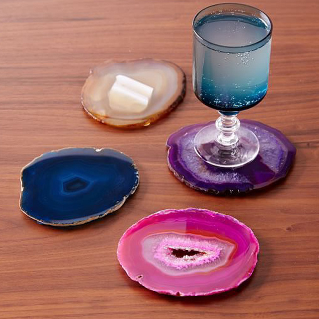 Fashion Semi-Precious Stone Craft Agate slices Rough Multi Gemstone Coaster For Gifts