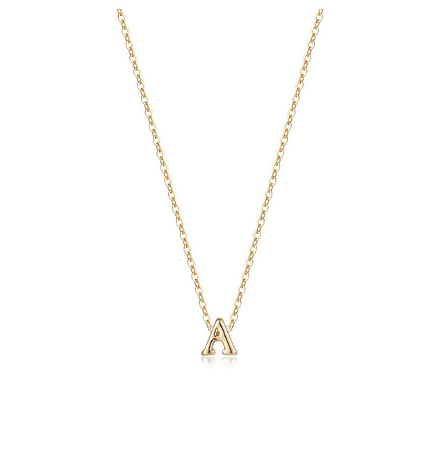 Hot Fashion Tiny Initial Necklace Fine Minimalist Jewelry 14K Gold Plated Silver 925 Dainty Letter Necklace for Children Kids