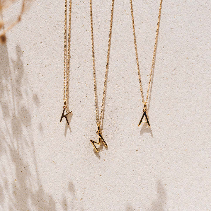 Hot Fashion Tiny Initial Necklace Fine Minimalist Jewelry 14K Gold Plated Silver 925 Dainty Letter Necklace for Children Kids