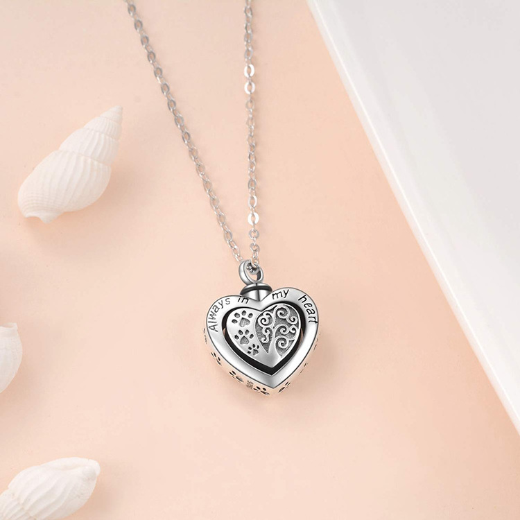 925 Sterling Silver Dog Paw Memorial Urn Pendant Necklace for Dog Cat Pets Ashes