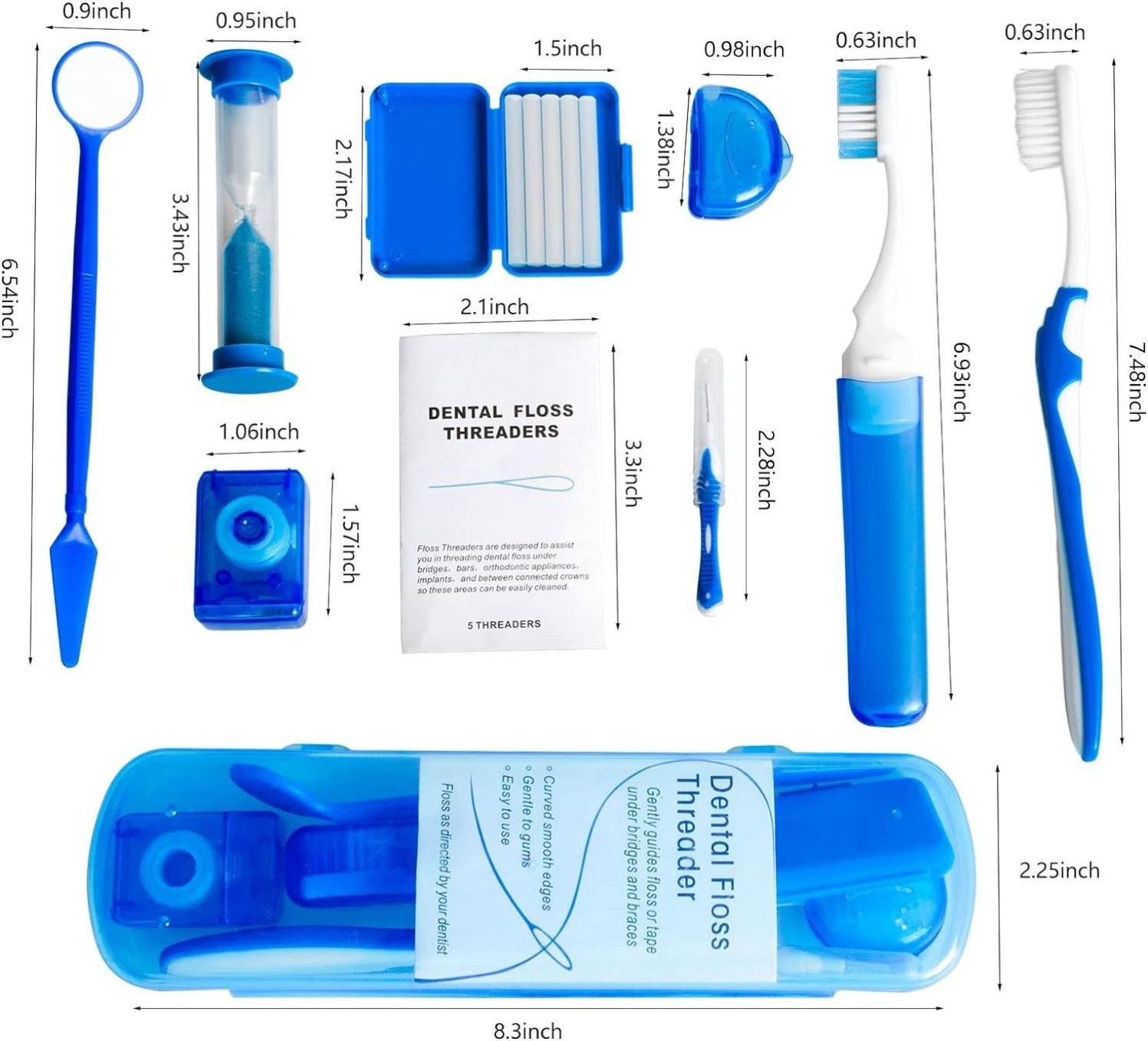 Portable Orthodontic Oral Care Kit - Travel Kit for Patients, Interdental Brushing Wax Floss Toothbrush Cleaning