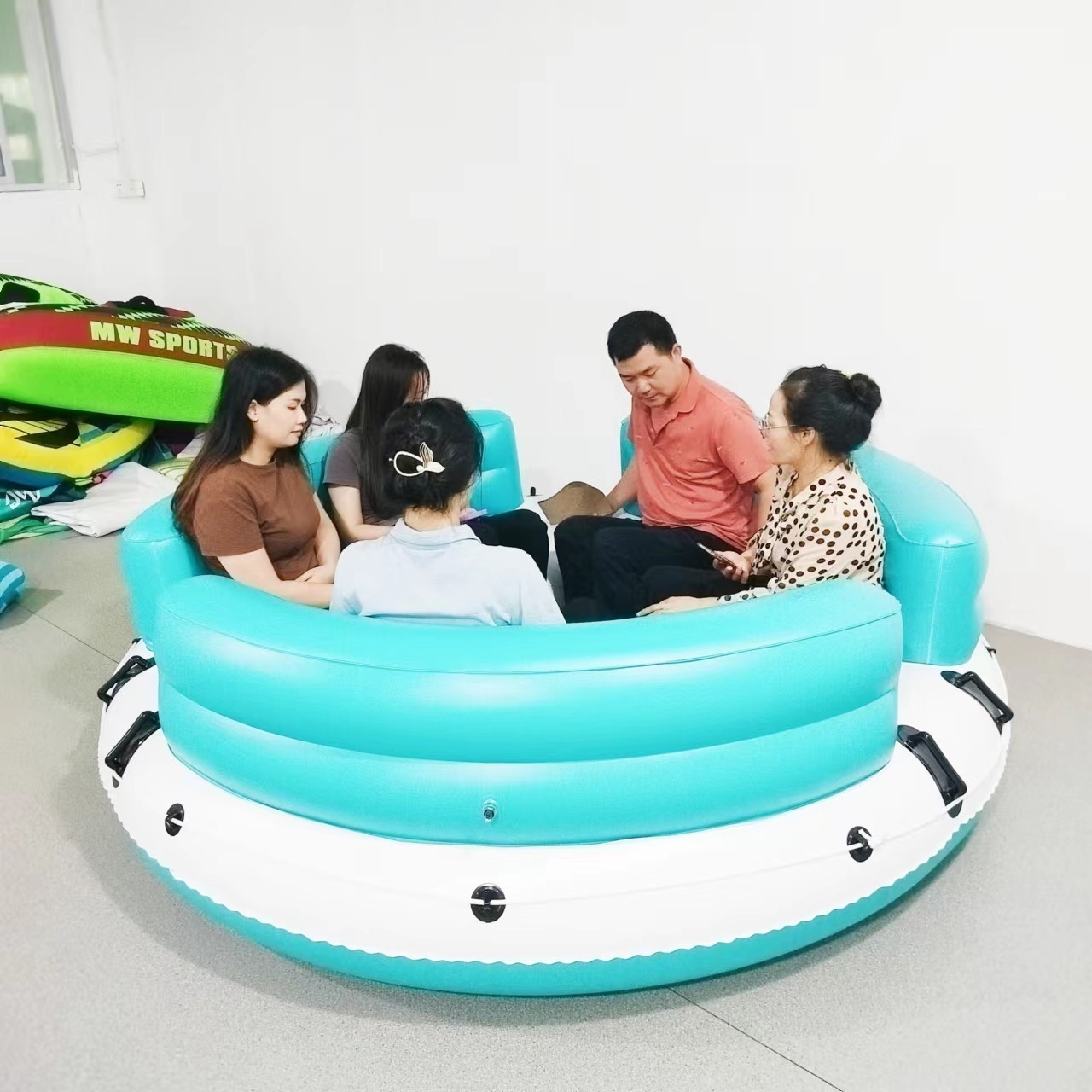 Giant round floating island lounge chair inflatable floats-swimming pool adult water lounge chair floating bed floats