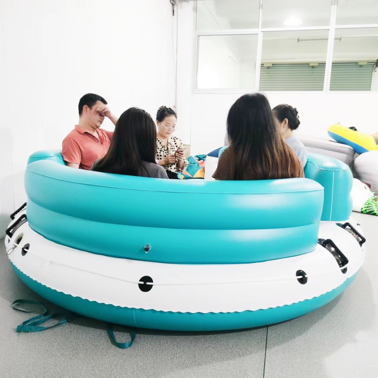 Giant round floating island lounge chair inflatable floats-swimming pool adult water lounge chair floating bed floats