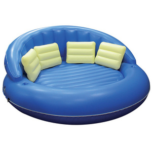 Water round inflatable bed, leisure and entertainment round back pool floats, multi-person inflatable floating bed with pillows