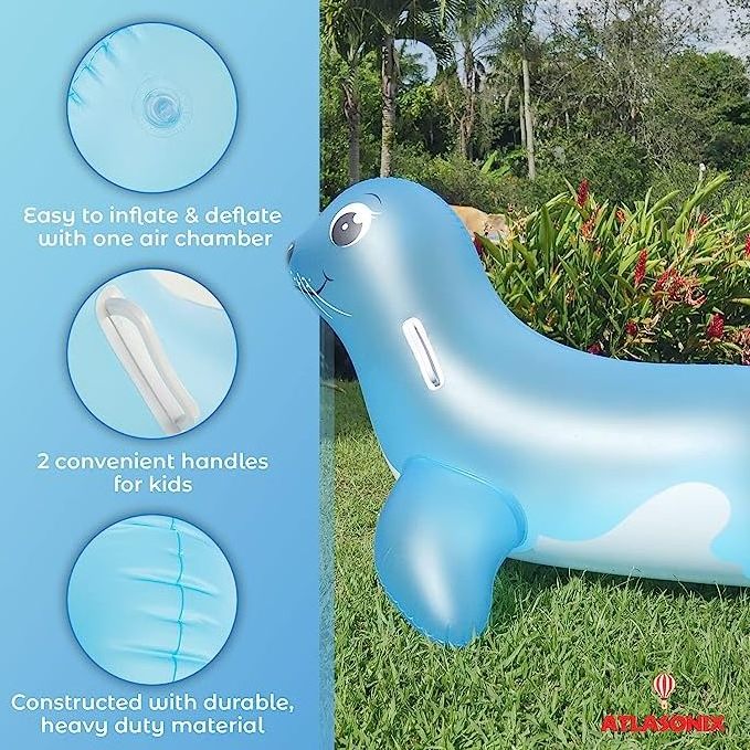 Large Inflatable Ride-On Water Entertainment Sea Lion Swimming Pool Float Summer Floating Raft for Kids Safety for Beach Party