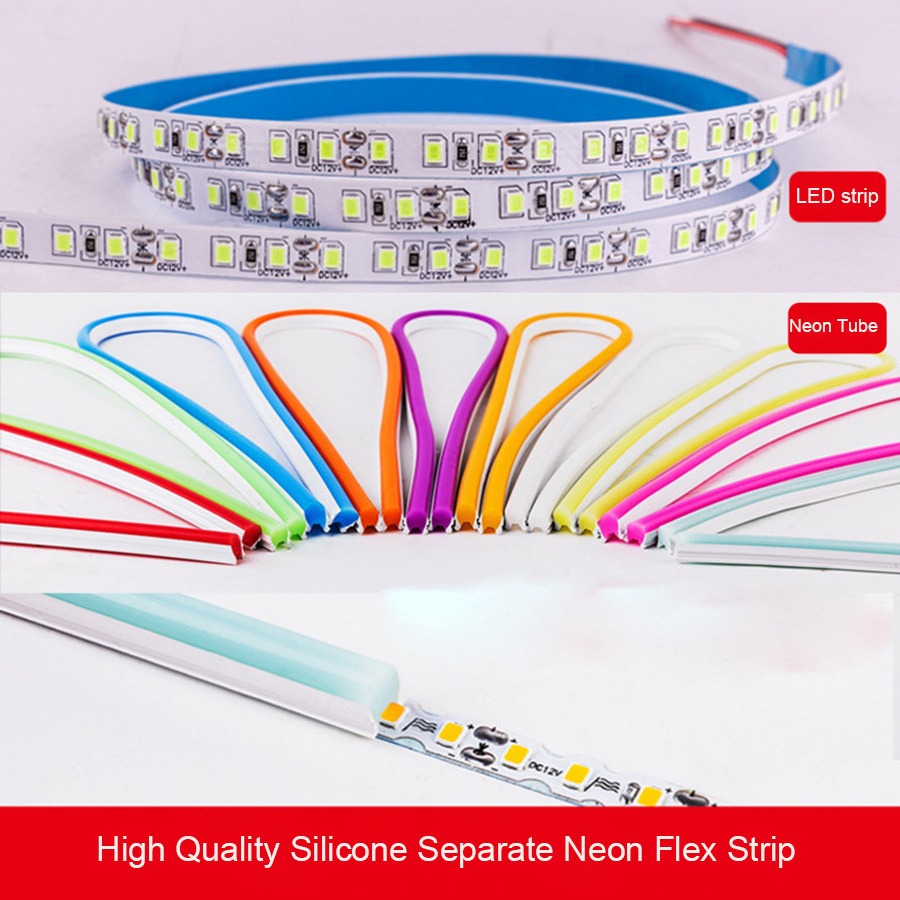 Pure silicone 6mm 8mm 12mm split separate silicone neon strip 12v silicone led neon tube neon lights