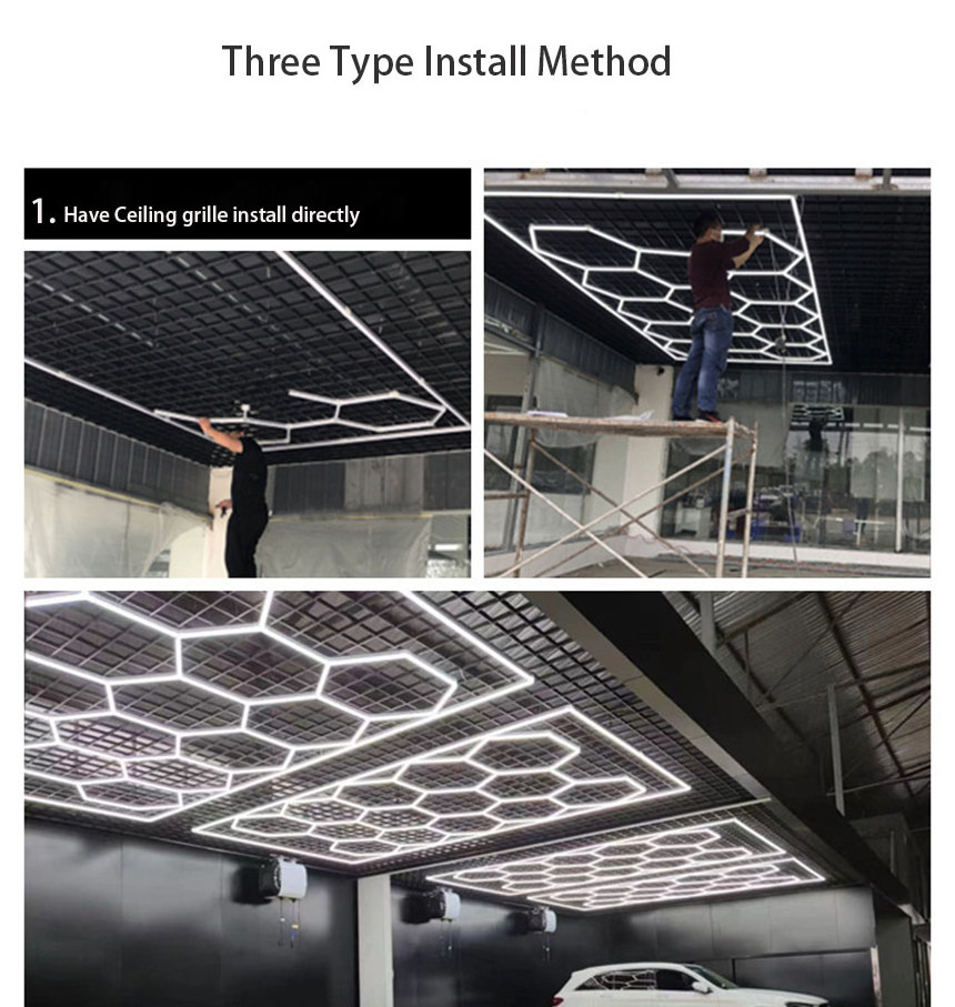 8FT*16FTLed Hexagon Lights Car Detailing Hex Lights For Garage Ceiling hexagon garage lighting