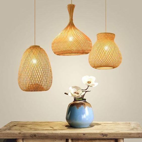 Best Selling Bamboo Lampshade Natural  Handmade Vintage Light Chandelier Light for Farmhouse