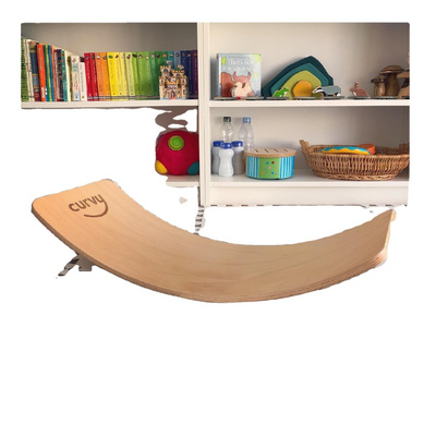 Montessori wooden curved balancing rocker swing with Rope and felt balance board 99GD