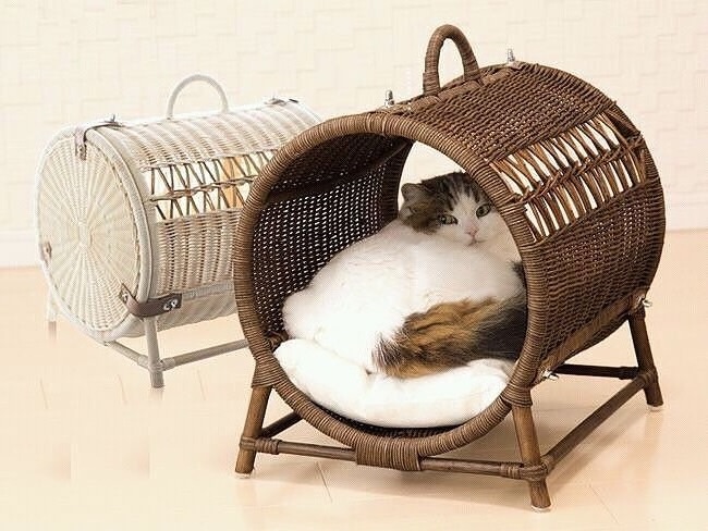 Cats Crate Pet Beds Round Linen Dog Bed Pet house is hand knitted made of waterproof bamboo large space