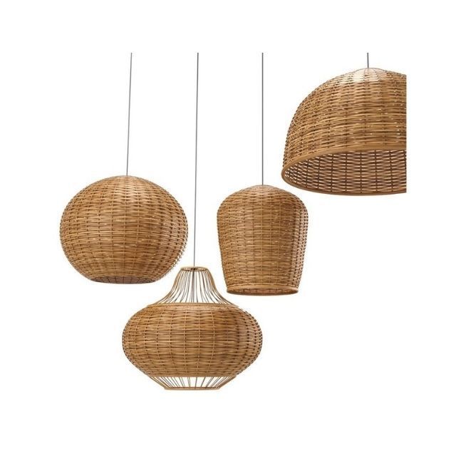 Fashionable Wicker Chandelier Rattan Hang Light Hand-Woven Bamboo Pendant Lamp Made in Vietnam