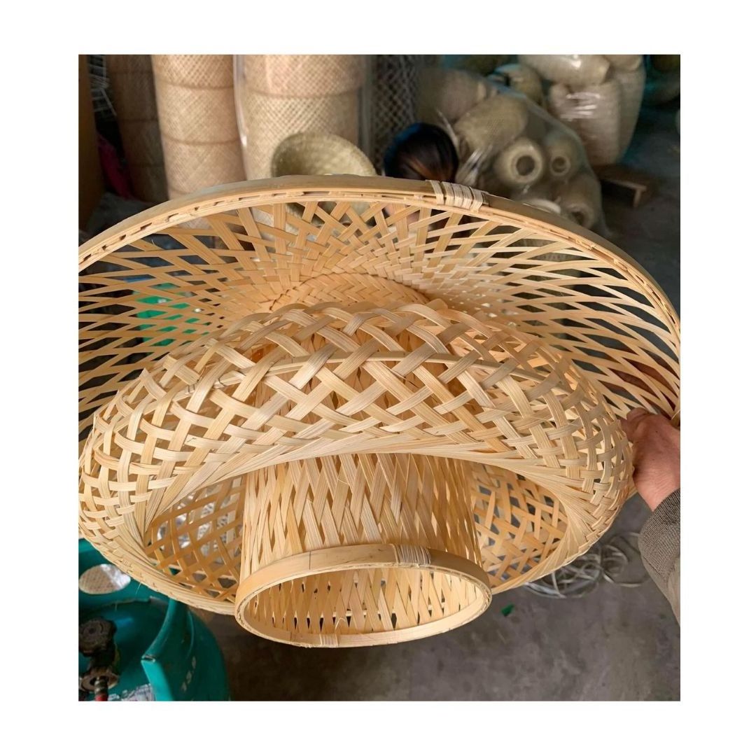 Retro Bamboo Wicker Rattan Chandelier Ceiling Hanging Light for Living Room Bedroom Farmhouse Restaurant