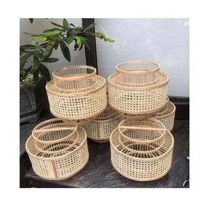 Bamboo Lamp Decor Pendant Light Basket Hanging Light Fixture with Hand Woven Rattan Shade Boho Pendant Lighting Wicker Bamboo