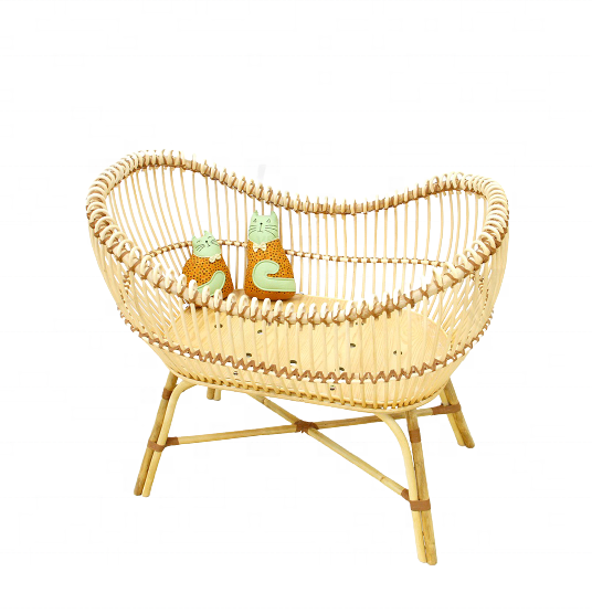 Vintage Rattan wicker bassinet crib - Rattan nursery furniture - Rattan furniture for sale