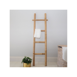 Wooden Rack Rail Blanket Clothes Linen Railing Hanger Bamboo Towel Ladder for Bathroom Bedroom