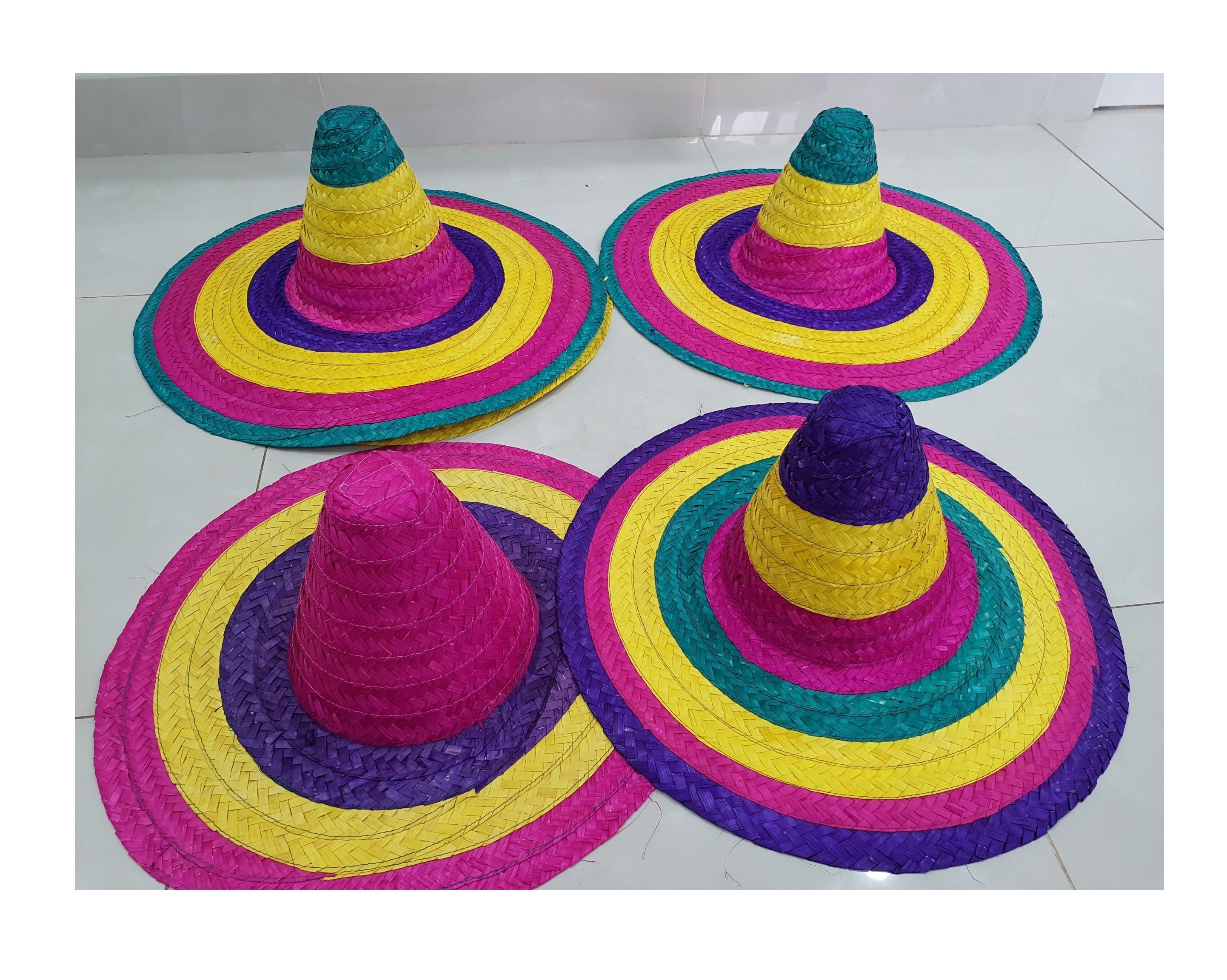 Adult Small Bright Mexican Sombrero Hat / Handmade straw hat for party casual restaurant hotel ( 0084587176063 whatsap Sandy)