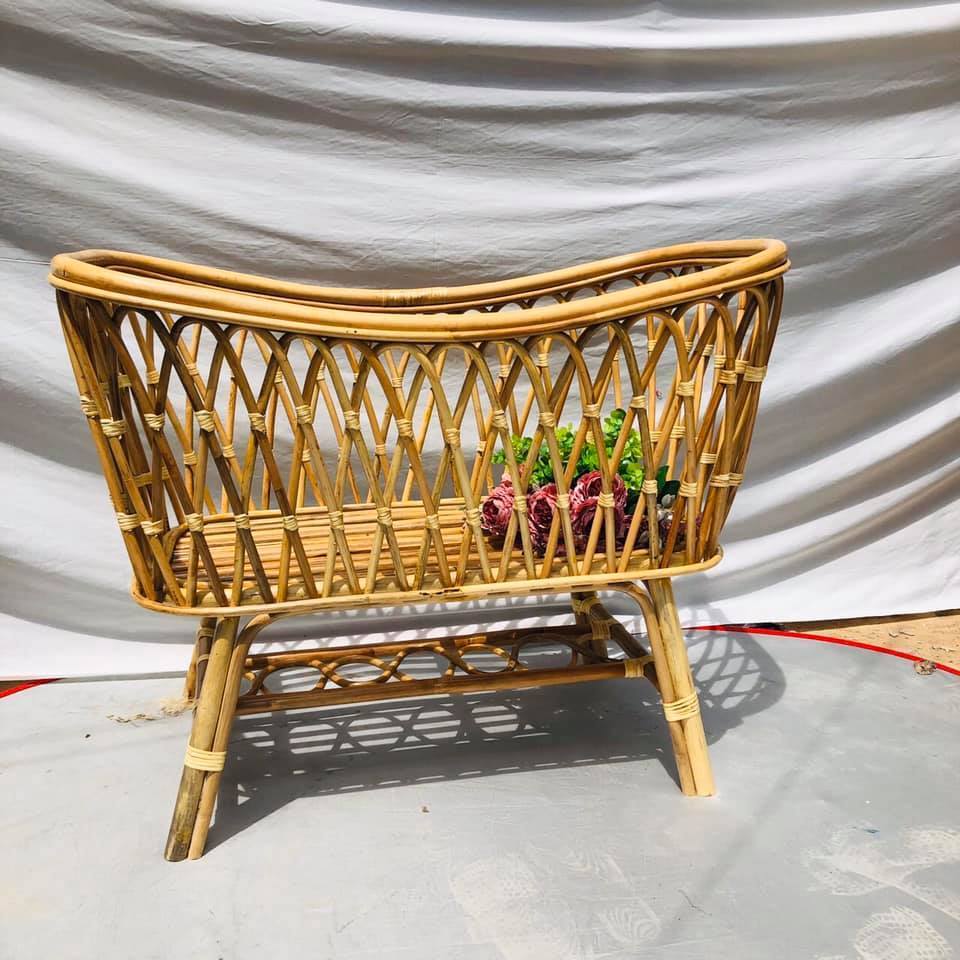 Vintage Rattan wicker bassinet crib - Rattan nursery furniture - Rattan furniture for sale