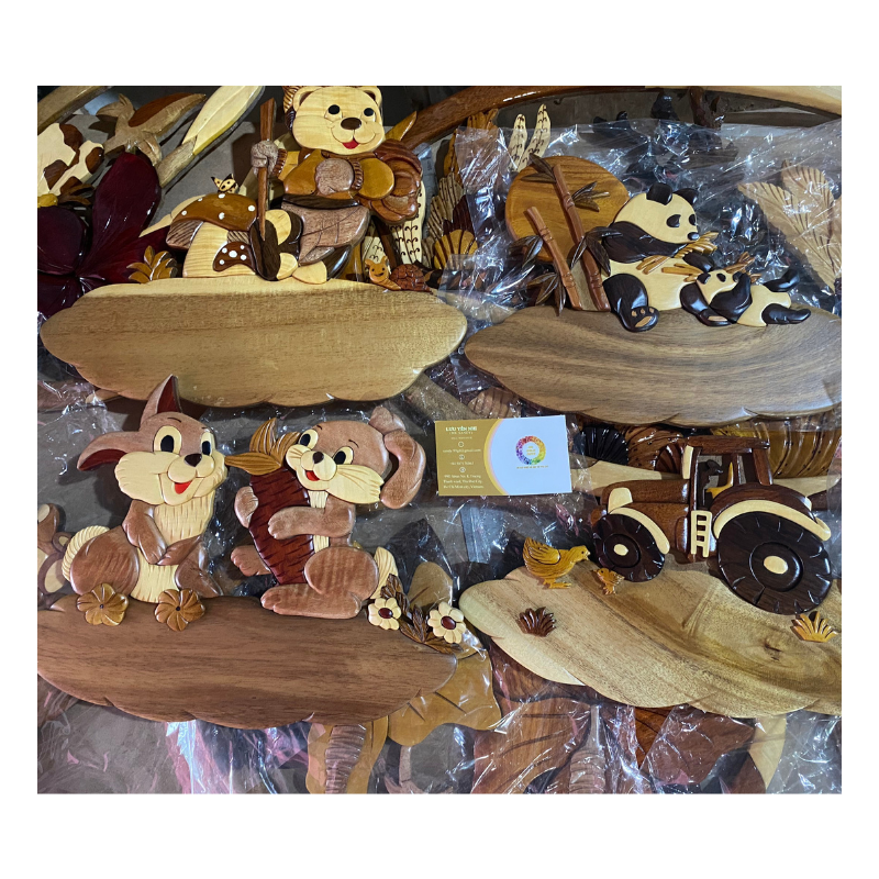 Hot Sale Engraved Wooden Logo With Many Shapes And Best Price - Supplier Wooden Crafts - Intarsia Wood Art