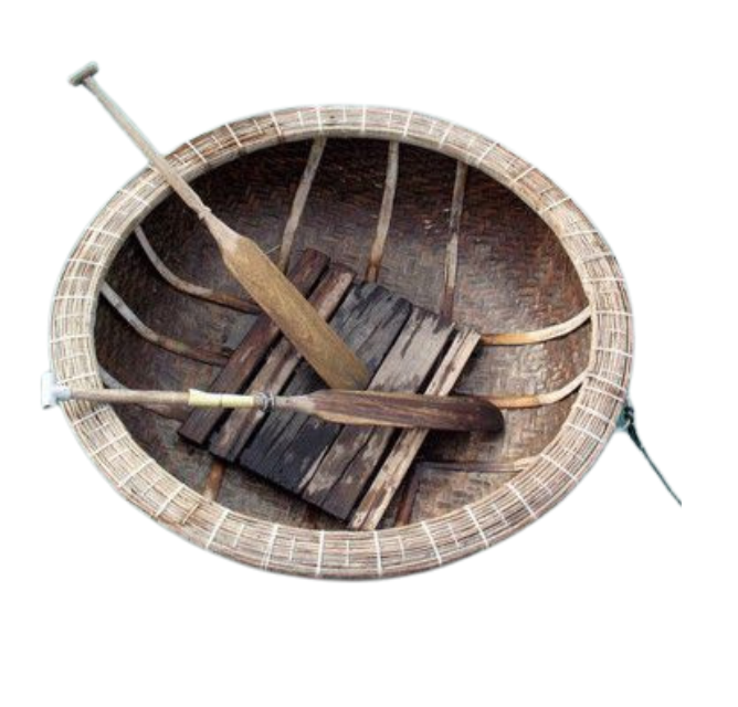 Wholesale wooden bamboo coracle basket leisure small boat with paddles and seat tourist tourism resort boats