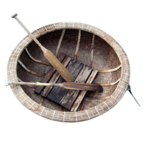 Wholesale wooden bamboo coracle basket leisure small boat with paddles and seat tourist tourism resort boats