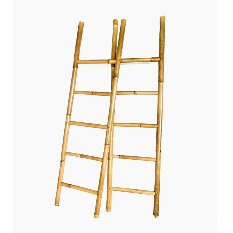 Vietnam factory high quality polished bamboo ladder for decorative ladder and cloth rack in bathroom hotel home wall hanging