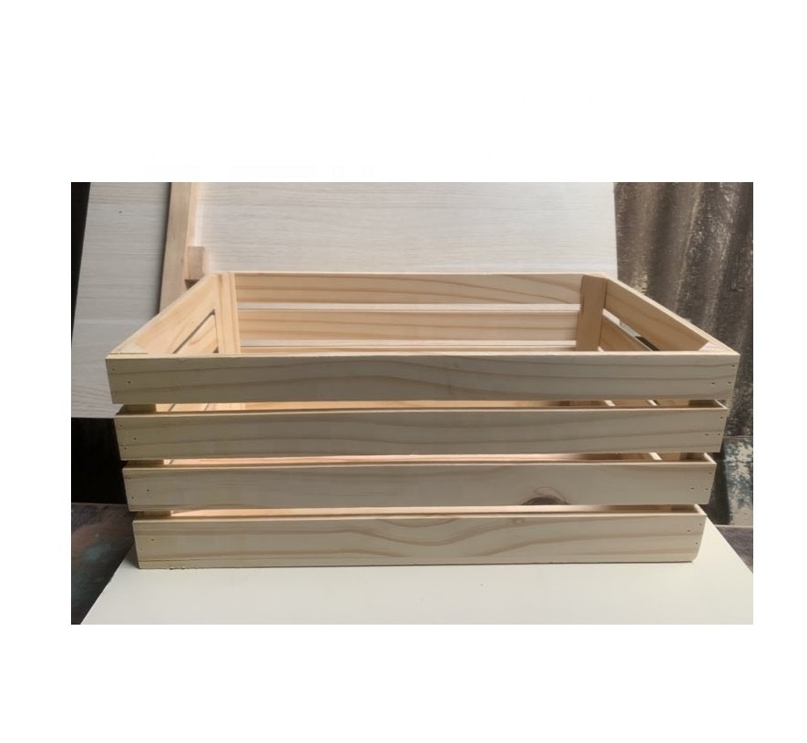 Factory Custom wooden fruit crates / Pine wood Wine crate box / New Wooden shipping crate for packing logistic