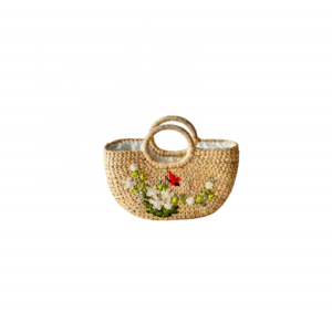 Cheap price Handmade Embroidered Small Water Hyacinth Bag for women beach bag souvenir craft gift set ( whatsapp 0084587176063)