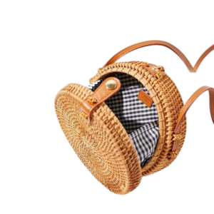 2023 Wholesale beach handmade natural round straw rattan bag for women in Vietnam