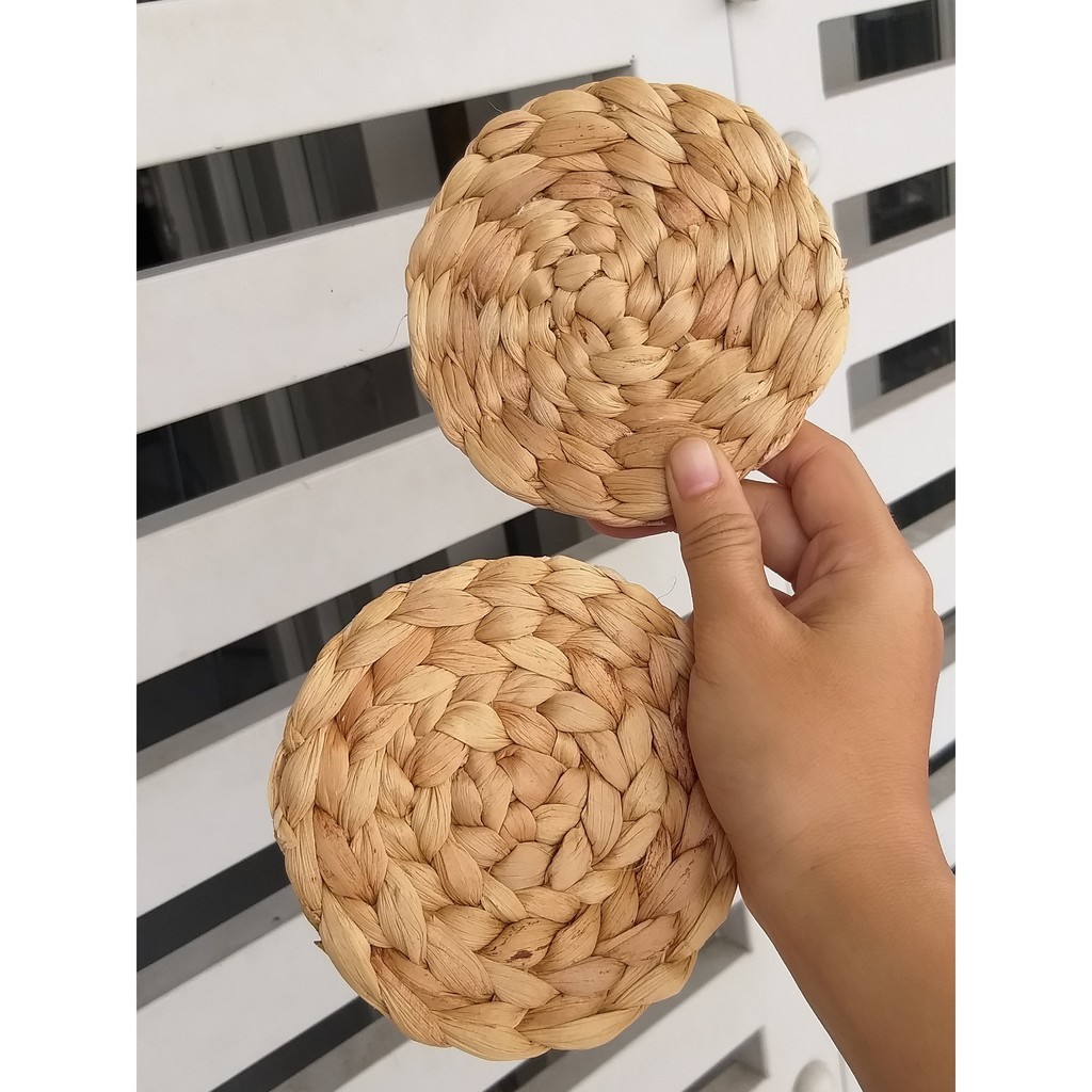 Round Braided Hyacinth Placemat Vietnam Handwoven Wicker Placemat Tableware Restaurant Wedding Party Bamboo Rattan Plate Charger 99GD