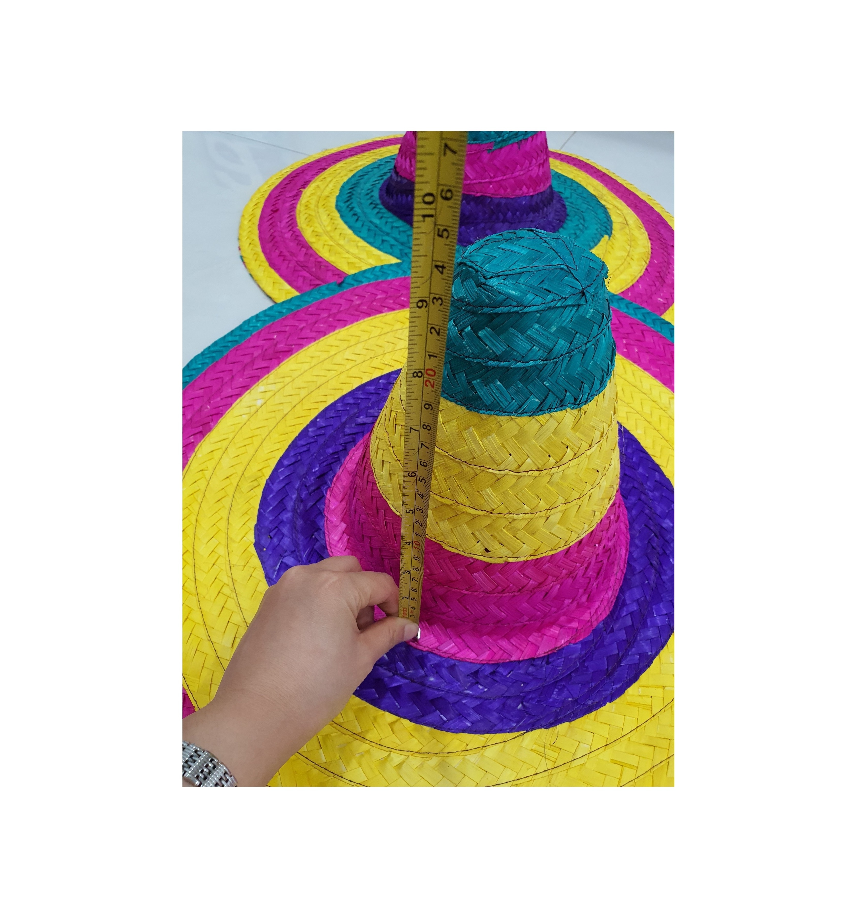 Adult Small Bright Mexican Sombrero Hat / Handmade straw hat for party casual restaurant hotel ( 0084587176063 whatsap Sandy)